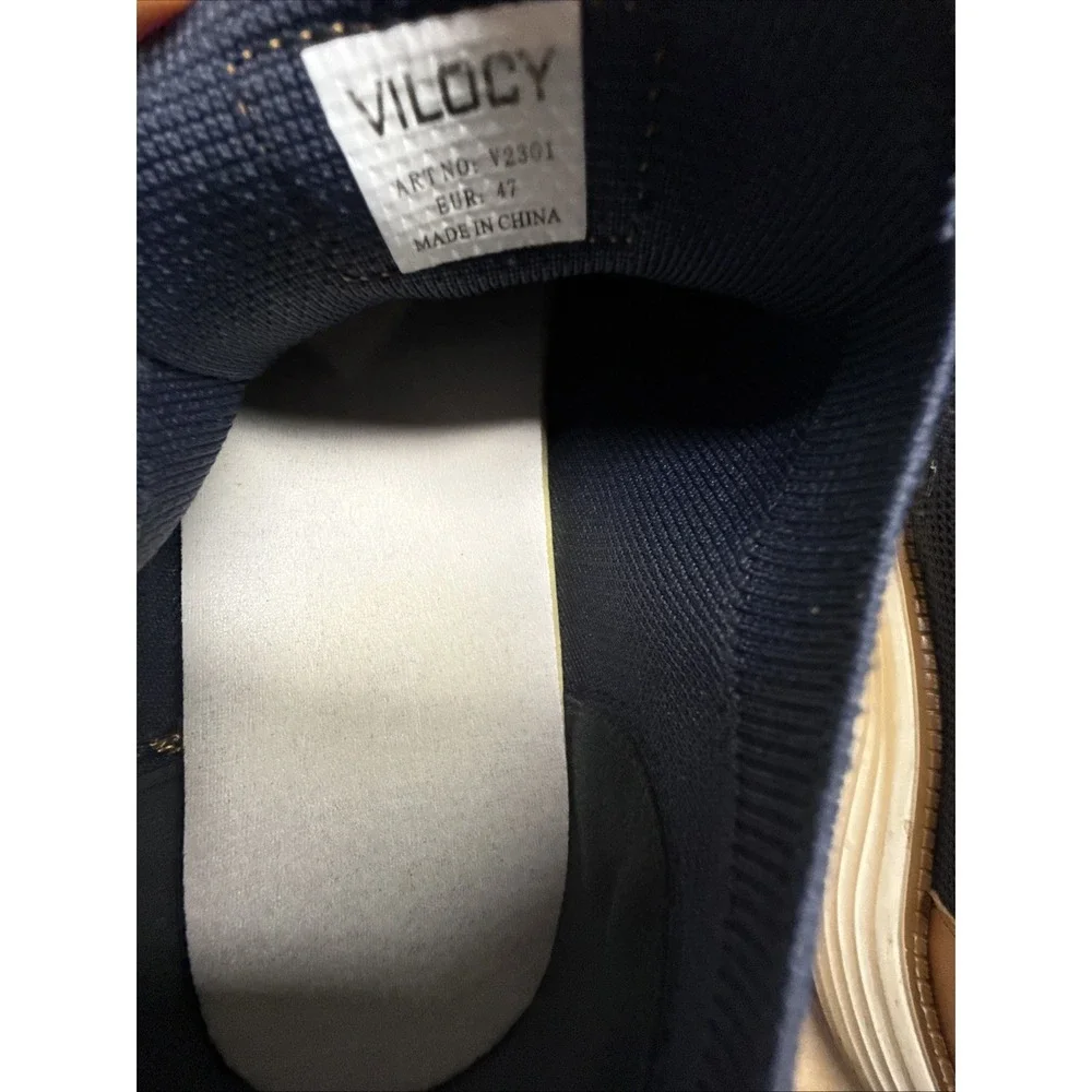 VILOCY Men's Mesh Dress Sneakers Oxfords Business Casual Dark Blue Brown 13/ 47